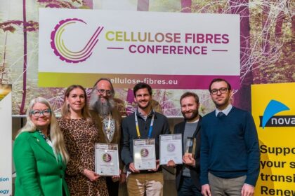 (L-R) Asta Partanen (Nova-Institute), Maria Gunnarsson (TreeToTextile), Michael Carus (Nova-Institute), Pol Merino (Honext Material), Marc Philip Vocht (DITF). Pic: Nova-Institute