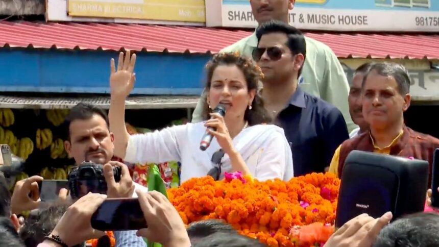 Lok Sabha elections 2024: BJP`s candidate Kangana Ranaut holds roadshow in Mandi