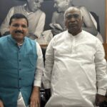 AAP MP Sanjay Singh meets Congress president Mallikarjun Kharge at his residence | India News