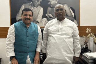 AAP MP Sanjay Singh meets Congress president Mallikarjun Kharge at his residence | India News