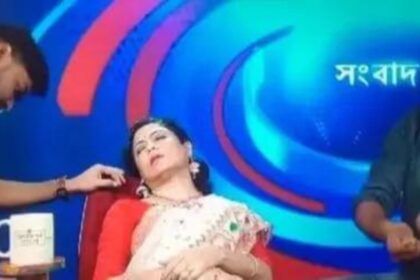 TV anchor faints in ‘hot studio’ while presenting weather news | India News