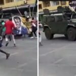 Watch: Military vehicle mows down woman protesting rigged elections in Mozambique