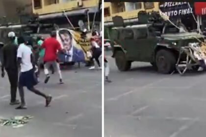 Watch: Military vehicle mows down woman protesting rigged elections in Mozambique