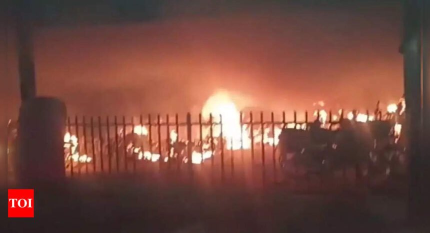 Watch: Over 150 two-wheelers gutted in massive fire at Varanasi Cantt railway station parking lot | Varanasi News