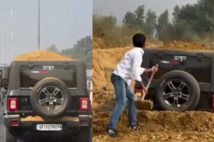 Watch: UP man doubles up Mahindra Thar as mud carrier, police reacts