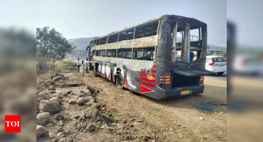 32 asleep on bus escape in time as fire breaks out