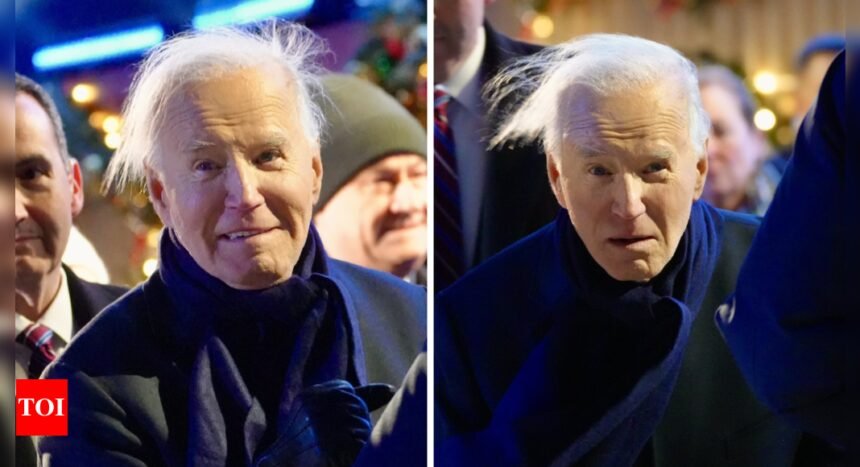 Biden's bad hair day draws ghostly comparisons at White House Christmas event