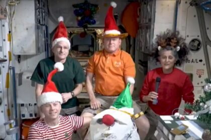 Christmas in space mystery: Astronauts’ festive photo sparks gravity-defying questions - 'Are they in film studio?'