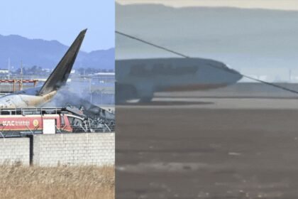 Watch: Moment when plane skidded off runway, burst into flames at South Korea airport