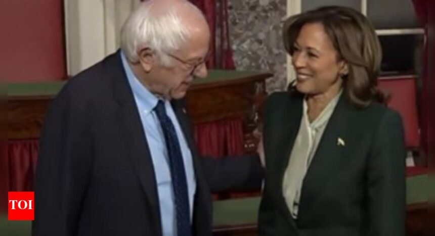 Kamala Harris Bernie Sanders: Kamala Harris' chitchat with Bernie Sanders during swearing in: 'Not your nature to just stand...'