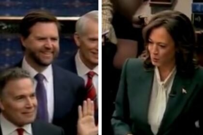 Kamala Harris JD Vance Viral Video: Kamala Harris swears in Senate members; JD Vance's reaction goes viral