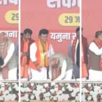 PM Modi stops BJP candidate from touching his feet, instead touches young leader's feet 3 times at Delhi rally | India News