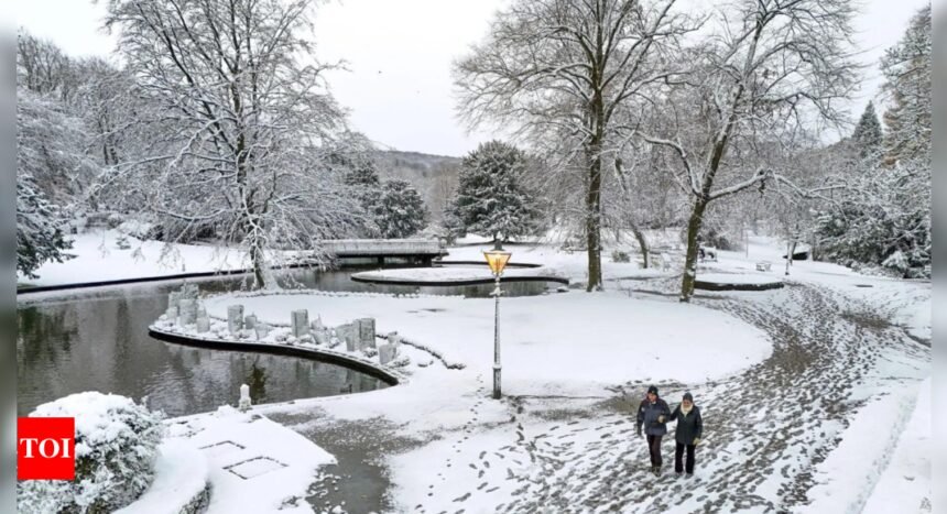 Snow across England causes disruption for air travellers