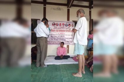 A protest against closure of schools in Gandhian’s village