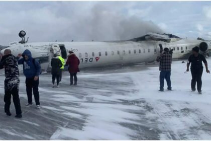 Delta airlines flight crash-lands at Toronto Pearson International airport, eight injured