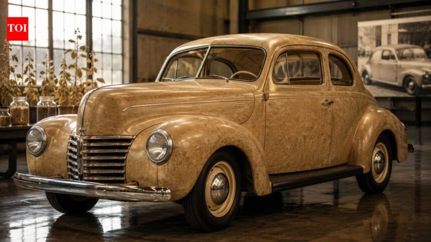 In 1941, Henry Ford introduced an experimental soybean car that used plant-based plastic body panels and challenged the future of steel automobiles |